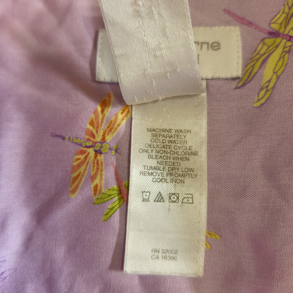 Liz Claiborne Woman 3X Silk Lavender Dragonfly Button Up Shirt Vintage Pastels - Picture 9 of 9